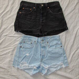Lot of 2 Levi’s Premium 501 BIG E High Rise Cutoff Jean Shorts sz 26 Button Fly